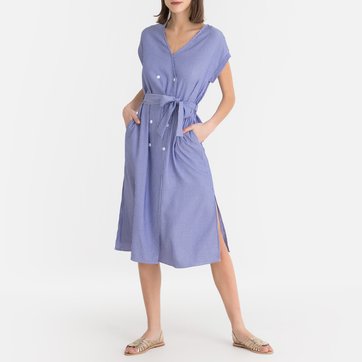 Vestido às riscas, duas filas de botões Vestido às riscas, duas filas de botões FRNCH