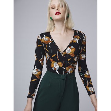 Body efeito cruzado, estampado floral COMPANIA FANTASTICA