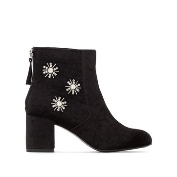 Botines con aspecto aterciopelado y detalles de bisutería LA REDOUTE COLLECTIONS