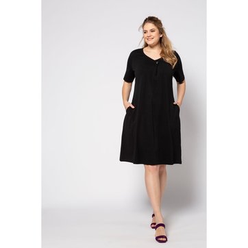 Manches retrouss Lien /à Nouer 747260 Ulla Popken Femme Grandes Tailles Robe en Lin