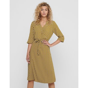 Vestido modelo envelope, estampado e com mangas 3/4 JACQUELINE DE YONG