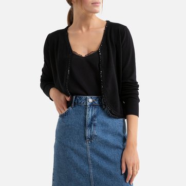 Bolero mit langen Ärmeln und silberfarbener Bordüre MOLLY BRACKEN