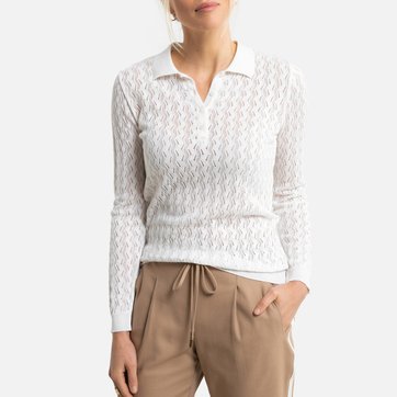 Pullover mit Polokragen, Feinstrick mit Lochmuster ANNE WEYBURN