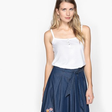 T-shirt-top lisa de alças finas T-shirt-top lisa de alças finas ANNE WEYBURN