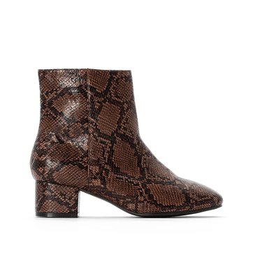 Botines estilo piel de serpiente, puntera cuadrada, pies anchos LA REDOUTE COLLECTIONS PLUS