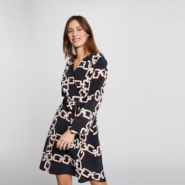 Kurzes Wickelkleid, grafisches Muster MORGAN