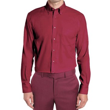 Chemise Homme Coton Easy Iron Ajustée Unie Rouge Manches Longues Ugholin