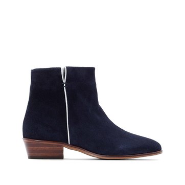 Botines de tacón de piel con cremallera, detalle de abertura en la parte superior LA REDOUTE COLLECTIONS