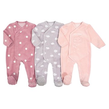 Lote de 3 pijamas de terciopelo, prematuro-2 años LA REDOUTE COLLECTIONS