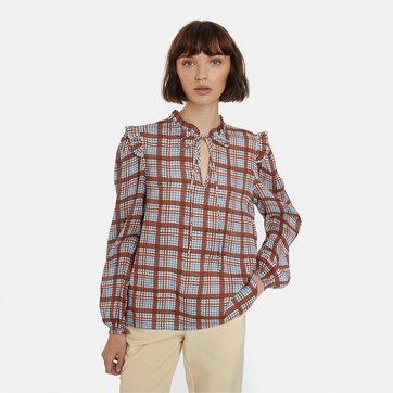 Blusa aos quadrados, mangas compridas COMPANIA FANTASTICA