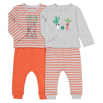 Lote de 2 pijamas, tema legumes, 3 meses-4 anos LA REDOUTE COLLECTIONS