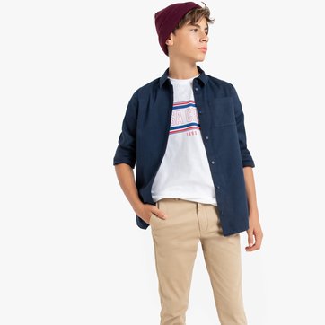 Camisa lisa de mangas compridas, 10-18 anos LA REDOUTE COLLECTIONS