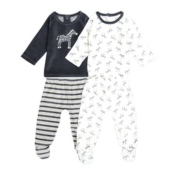 Lote de 2 pijamas em veludo, tema zebra, 0 mês-4 anos LA REDOUTE COLLECTIONS
