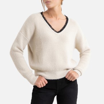 Pullover, V-Ausschnitt mit Spitzenbordüre MOLLY BRACKEN