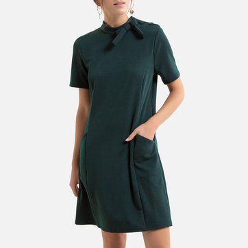 Vestido curto e direito, gola com laço, bolsos MOLLY BRACKEN