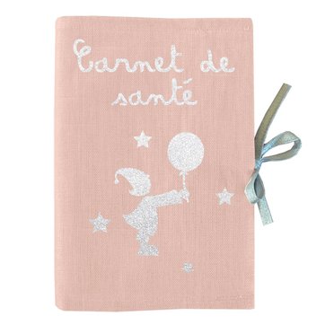 Ptit Basile 23x17 cm Turquoise brod/é Nuages Coton Bio Prot/ège Carnet de Sant/é b/éb/é mixte
