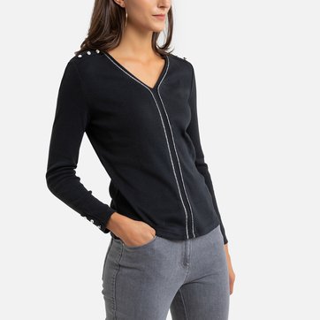 Camisola com decote em V, mangas compridas ANNE WEYBURN