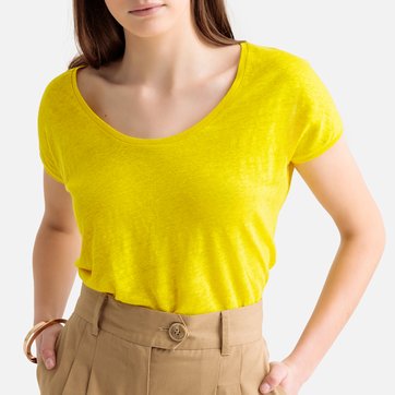 T-shirt em linho, gola redonda LA REDOUTE COLLECTIONS