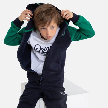 Sweat bicolor com fecho e capuz, 3-14 anos LA REDOUTE COLLECTIONS