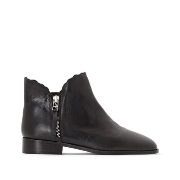Botines de piel con doble cremallera y cortes ondulados LA REDOUTE COLLECTIONS