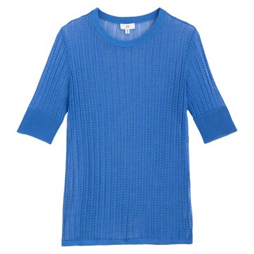 Pull maille pointelle, manches courtes LA REDOUTE COLLECTIONS