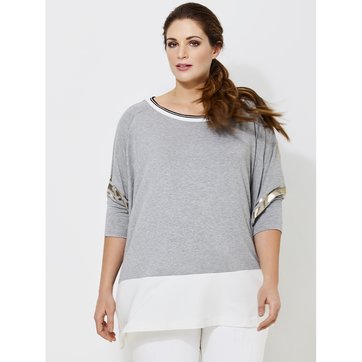 Camisola de gola redonda, mangas 3/4 MAT FASHION