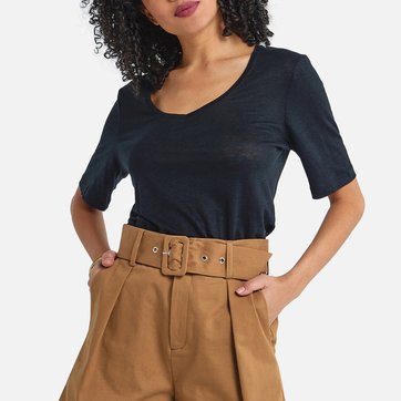 T-Shirt mit V-Ausschnitt, Leinen LA REDOUTE COLLECTIONS