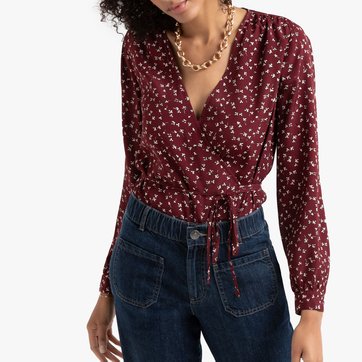 Blusa con cuello de pico cruzado, estampada de flores LA REDOUTE COLLECTIONS