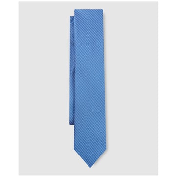 Cravate Fine Bleue En Soie Jacquard - Style Slim Rétro Années 60, Fait Main En France, Idée Cadeau