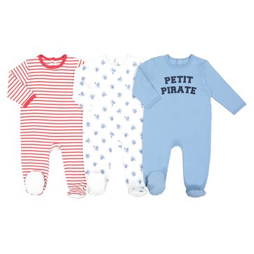 Lote de 3 pijamas pirata, 0 meses - 3 anos LA REDOUTE COLLECTIONS