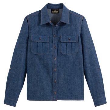 checked denim shirt