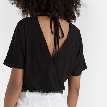 T-shirt com decote em V, mangas curtas LA REDOUTE COLLECTIONS