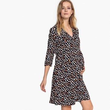 Vestido estampado modelo cruzado, para grávida Vestido estampado modelo cruzado, para grávida LA REDOUTE MATERNIDADE