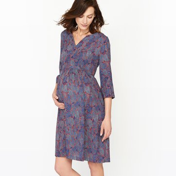 Vestido para grávida, mangas 3/4, estampado LA REDOUTE MATERNIDADE