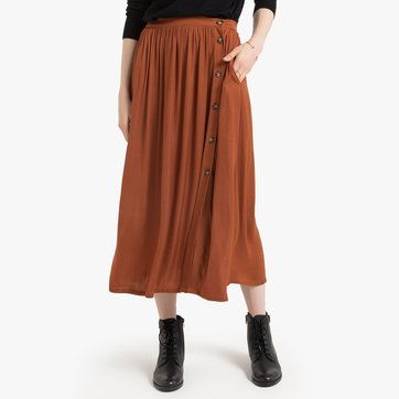 Falda evasé abotonada, semilarga LA REDOUTE COLLECTIONS