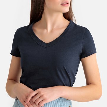 T-shirt em algodão bio, decote em V LA REDOUTE COLLECTIONS