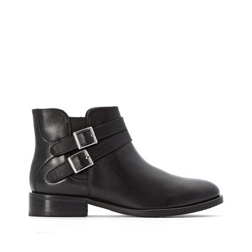 Botines de piel con cremallera, con correas laterales LA REDOUTE COLLECTIONS