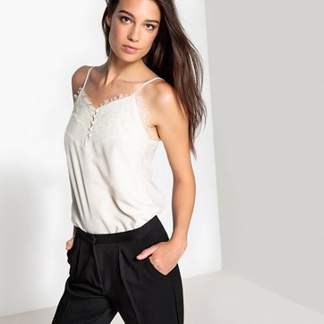 Top em seda, detalhe em renda LA REDOUTE COLLECTIONS