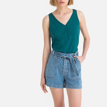 T-shirt em linho, decote em V, em mangas T-shirt em linho, decote em V, em mangas LA REDOUTE COLLECTIONS