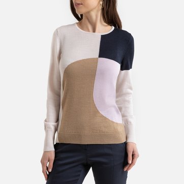 Feinstrickpullover mit Jacquardmotiv und rundem Ausschnitt Feinstrickpullover mit Jacquardmotiv und rundem Ausschnitt ANNE WEYBURN