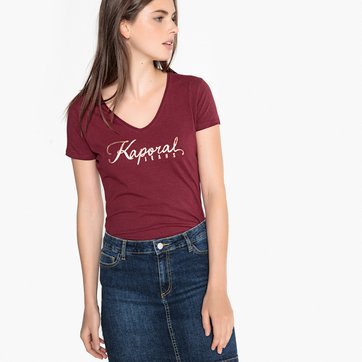 T-shirt de decote em V, motivo KAPORAL KAPORAL