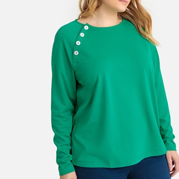 Camisola de gola redonda, botões nos ombros CASTALUNA