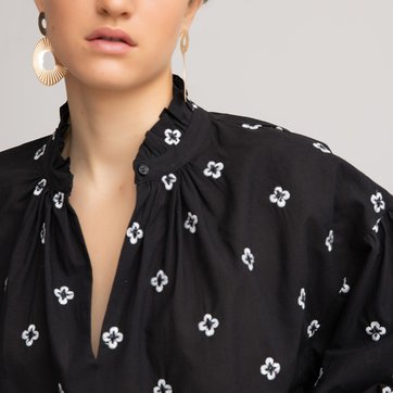 Langärmelige Bluse mit Stehkragen und Stickmotiven LA REDOUTE COLLECTIONS