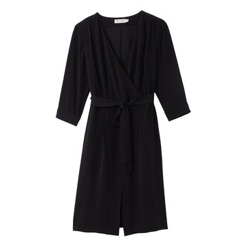 Vestido tipo envelope, mangas 3/4 SEE U SOON