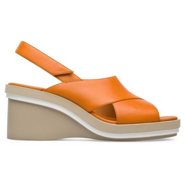 sandale compensée orange