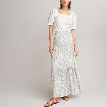 jupe blanche mi longue femme