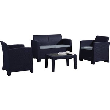 Habitat et Jardin Table Basse avec Coffre en r/ésine tress/ée Ibiza Atlanta Noir