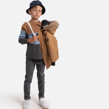 Sweat tricolor, gola redonda, 3-12 anos LA REDOUTE COLLECTIONS