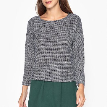 Camisola de mangas compridas em jacquard, SOMMET GARANCE