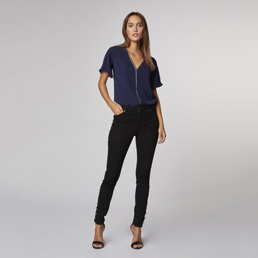 Blusa, decote em V atrás para atar, mangas borboleta MORGAN